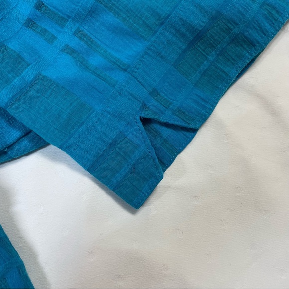 White Stag Blue Boxy 3/4 Sleeve Button Down - Picture 6 of 10